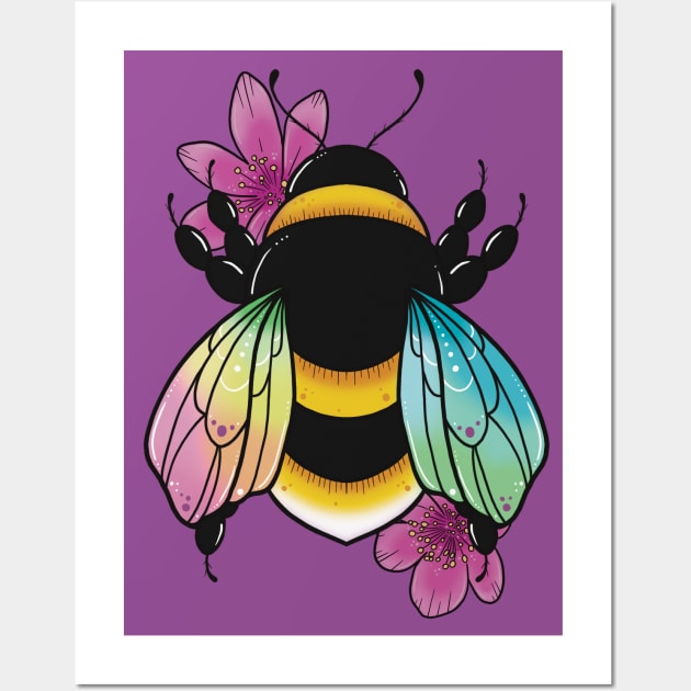 Rainbow Bee Wall Art by Lorna Laine